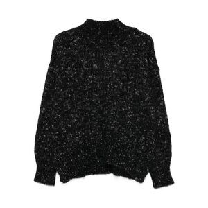 ALYSI Women's Mock Neck Speckled Knit Sweater Women BLACK Sweaters & Knitwear